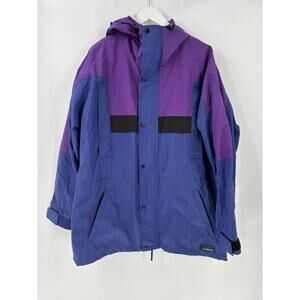 L.L. Bean Vintage Jacket Mens Adult XL Blue Purple Full Zip Hooded Lined Logo